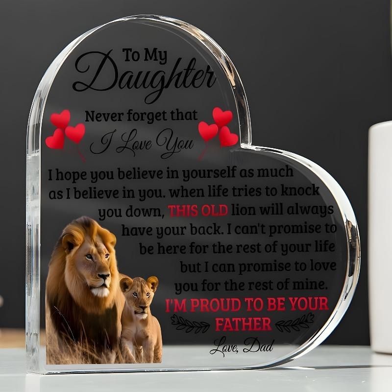 2D Flat Acrylic Daughter Gift Decorative Plaque, Lion Family Design, Suitable for wall decoration, porch, room, villa, accents Home, Hallway, or Workp