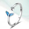 Buyee 925 Sterling Silver Sweet Ring Finger Blue Mermaid Simple Ring for Woman Girl Excellent Fashion Party Jewelry Circle