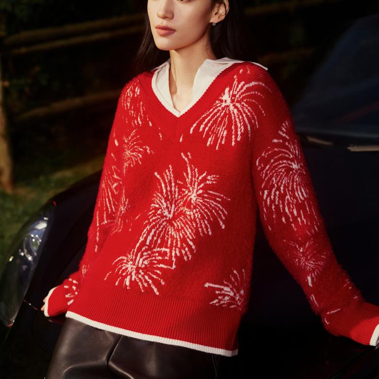 Elle X Xuzhi Collaboration New Year Series Design Pullover Comfortable Long Sleeve Sweater Women sweater EZ50855
