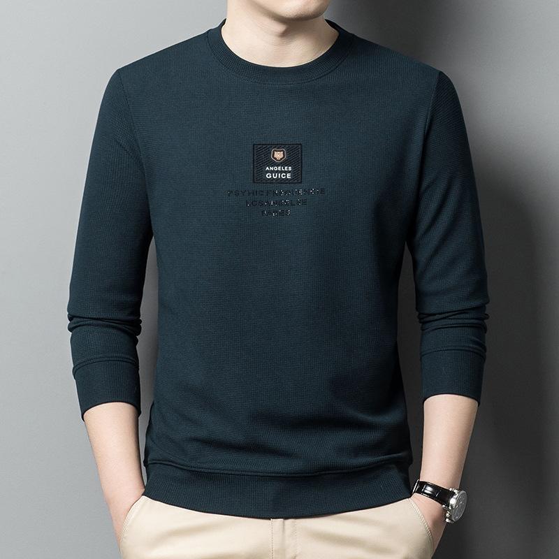 

Весенняя футболка с длинными рукавами, мужская футболка с круглым вырезом, повседневная вафельная футболка для мужчин для молодежи и среднего возраста XXXXL