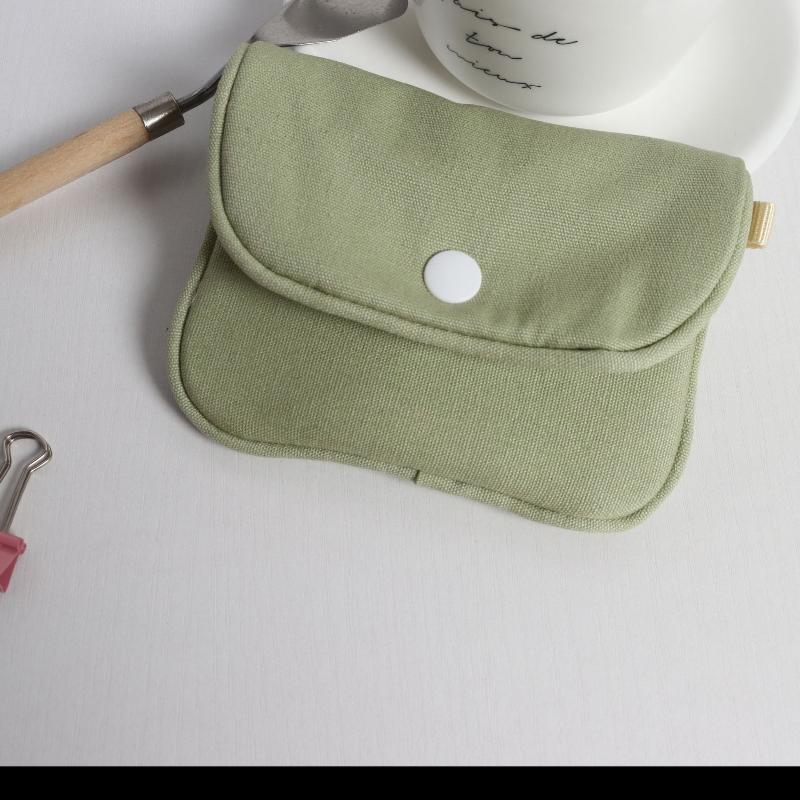 Portable Mini Cash Wallet Solid Color Cotton Cosmetic Bag Soft Lightweight Earphone Bag Women