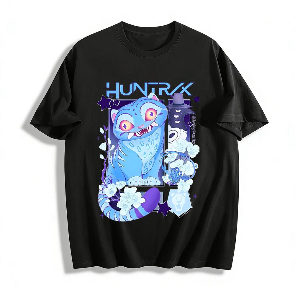 

Mythical Blue Striped Fanged Beast Print Casual Top, Trendy Gothic Style Tee for Fantasy Lovers Pure cotton T-shirt 6XL