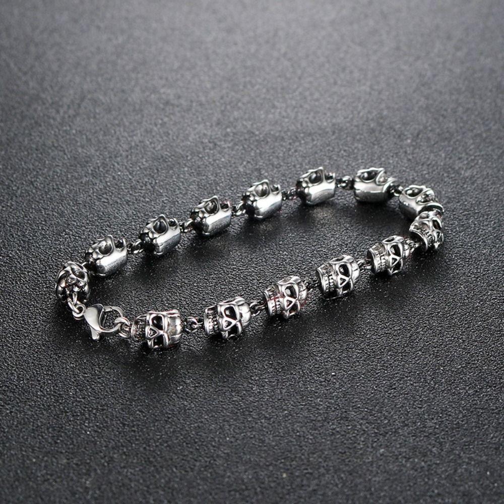 Jewelry Accessories Skull Beaded Bracelets Zinc Zinc Alloy Jewelry Accessories Punk Men Hand Ring  Gift
