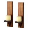 Set of 2 Wooden Wall Candle Sconces Rustic Wall Mount Wood Pillar Candle Sconces for Living Room Vintage Wall Candle Holders