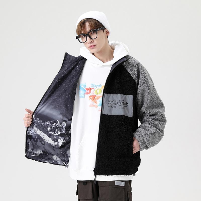 | Ins Trend Loose Casual Small Fresh Two Sides Wear Lamb Wool Coat Men