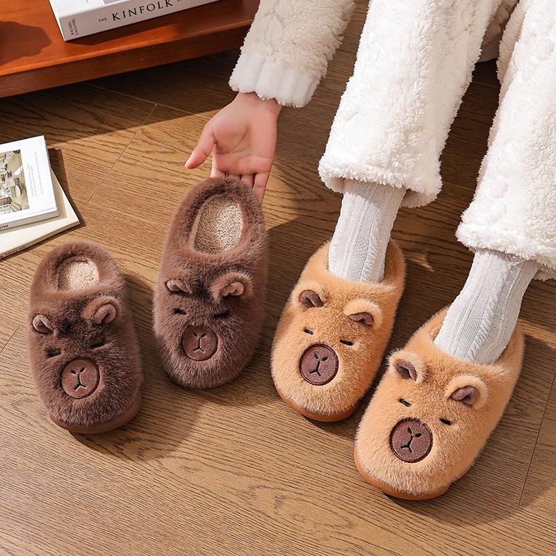 Capybara Cotton Slippers – New Winter 2025 Plush Home Slippers for Men & Women, Cute & Warm for Autumn and Winter.