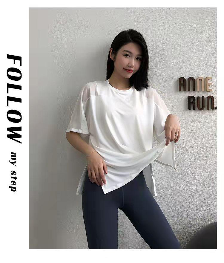 Plus Size Women's Quick-Dry Yoga Top - Short Sleeve, Loose Fit, Summer Running & Fitness T-Shirt