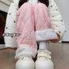 Pink Fleece Cotton Pants Women's Autumn and Winter New Casual Thermal Pants Fleece Pants Splicing Plush Wide-leg Pants