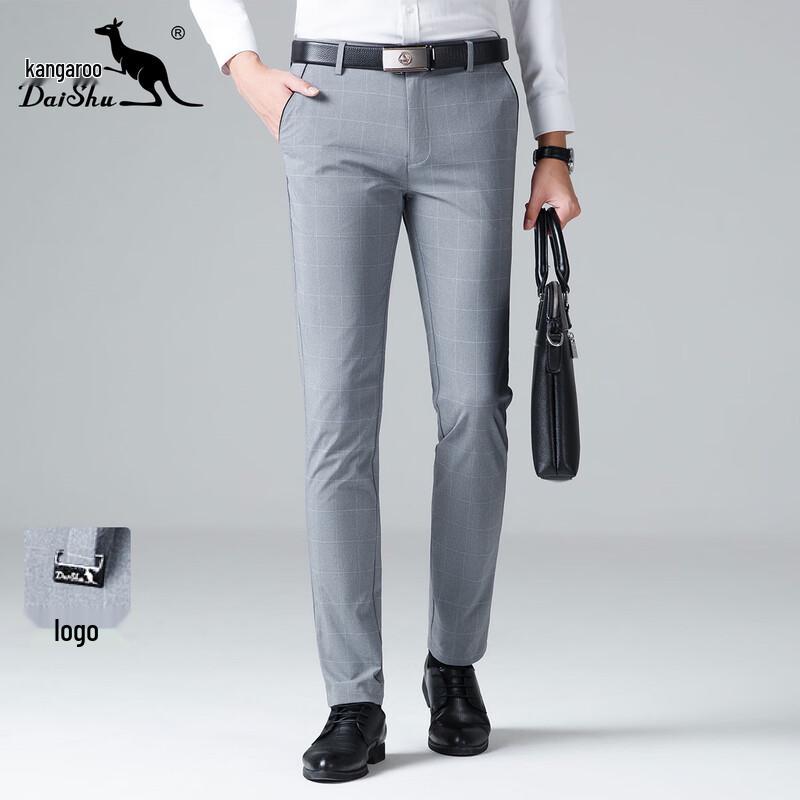 DAISHU Men s Fashion Plaid Casual Trousers 30
