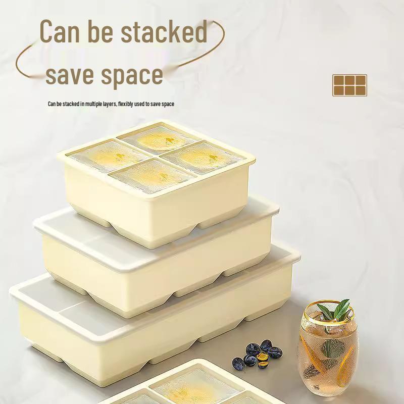 Large Silicone Ice Cube Tray with Lid - Food Grade, BPA Free