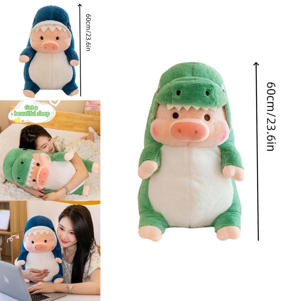 Cute Dinosaur And Shark Pig Plush Toy Pillow For Kids, Girls Large Stuffed Animal Doll Gift