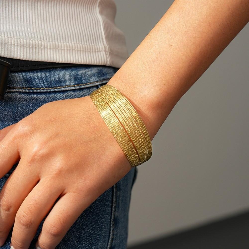 Multi Layer Lines Metal Wide Opening Bangle Exaggerated Opening Irregular Wide Bracelet Greek Style Jewelry Accessories
