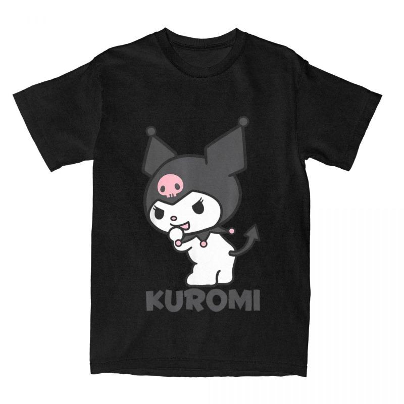 

Kuromi Front Logo T-shirt Men s and Women s Cotton Casual Fashion Trend T-shirt Round Neck T-shirt Short Sleeved Top T-shirt 4XL