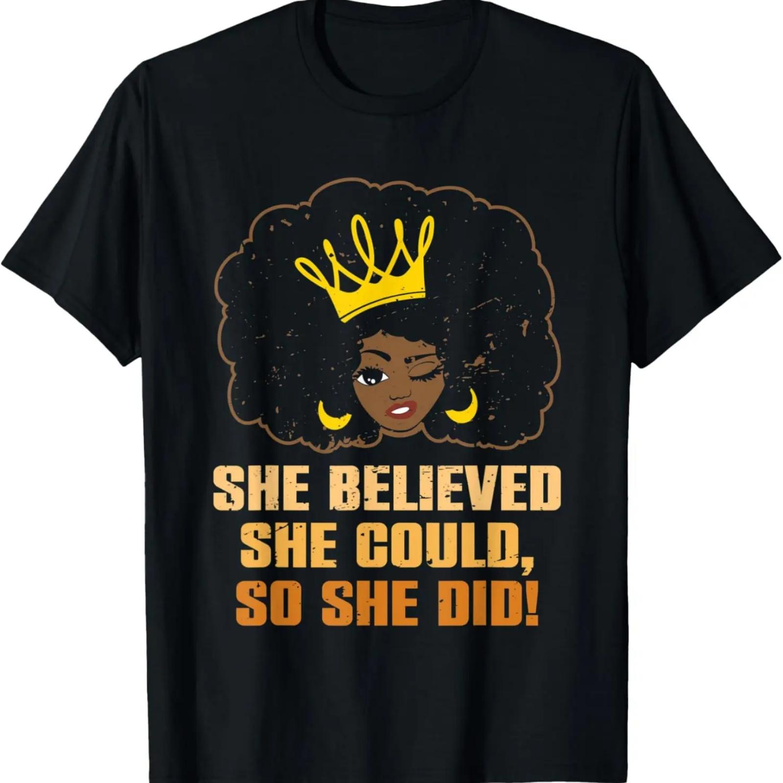 

She Believed Could So She Did Black Girl Queen Crown Lover T-Shirt XXXXXL чёрный