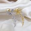 Pearl Corsage, Elegant Rose Brooch, Copper Micropaved Zircon Thick Gold-plated Pin