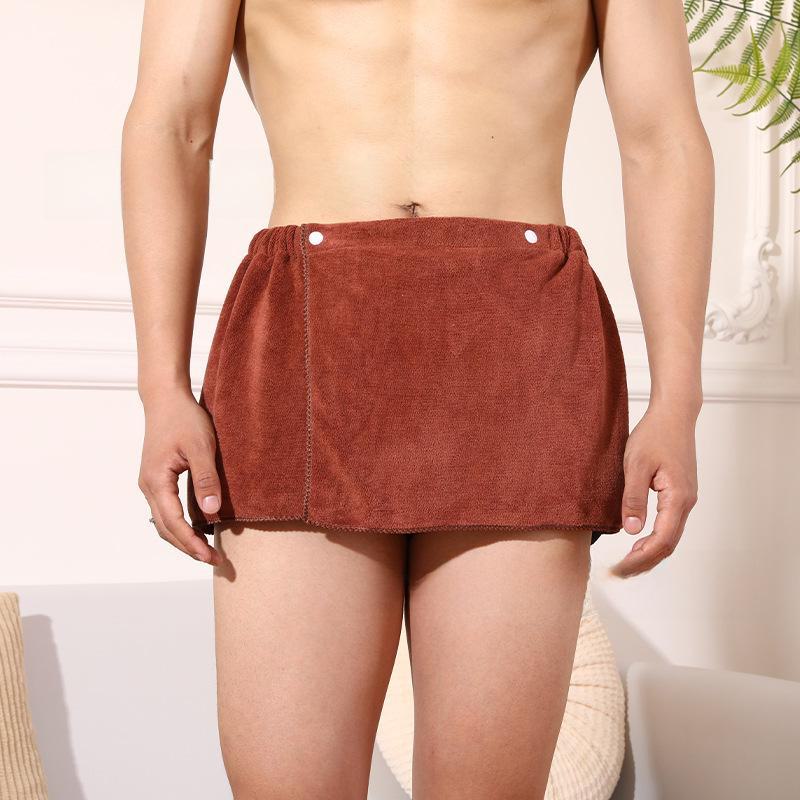 Men's Microfiber Quick-Dry Bath Skirt - Soft, Absorbent, Wearable Towel with Buckle
