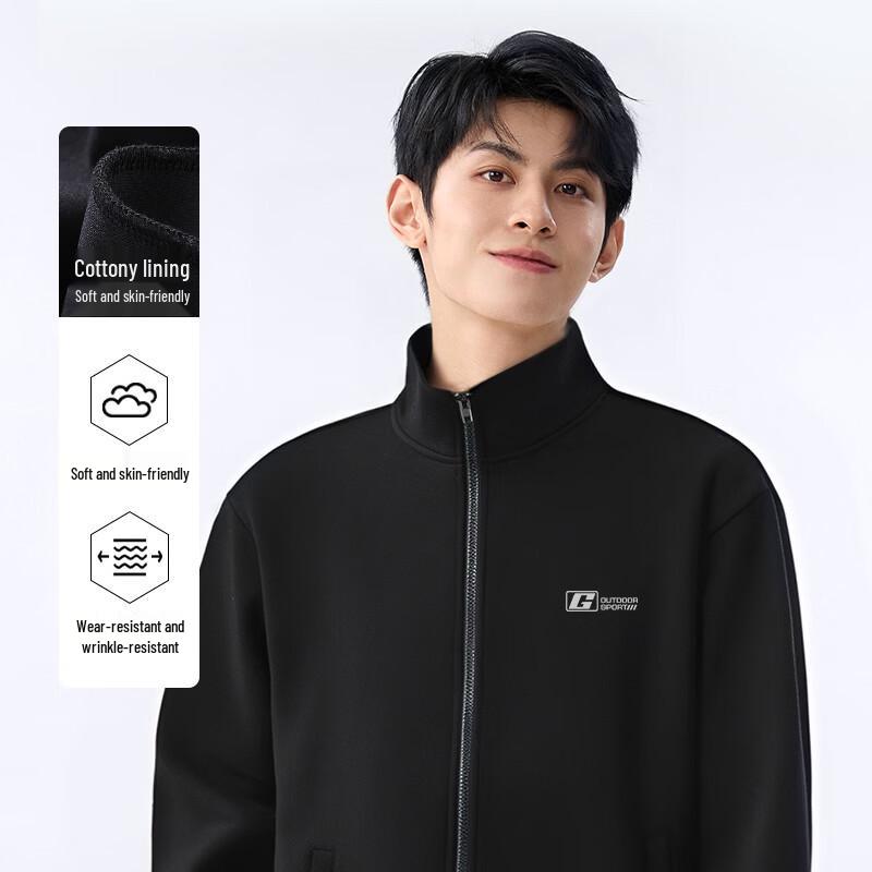 Baleno Men's Spring Heavy Knit Stand Collar Cardigan Sweatshirt