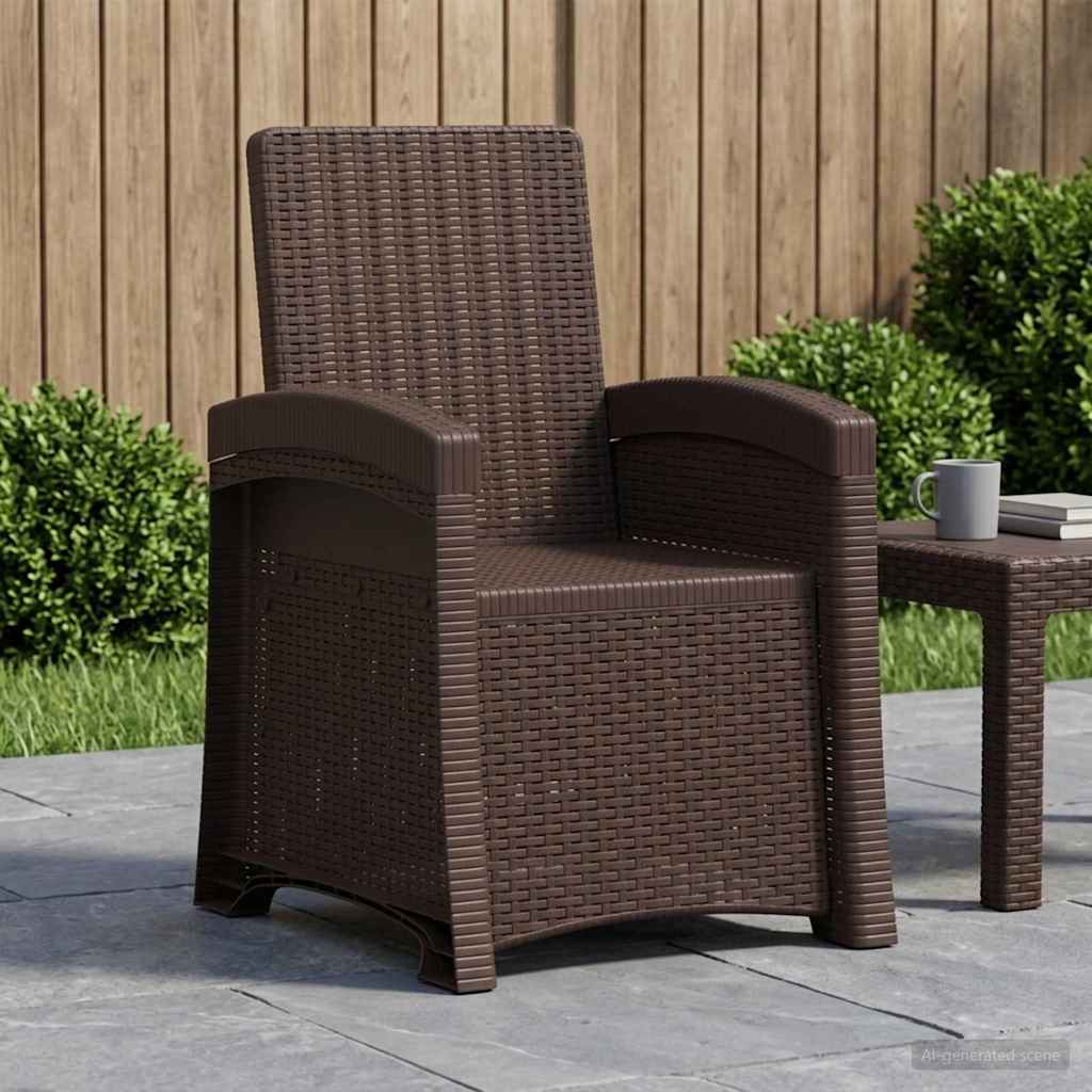 Recliner Garden Chair Rattan Look Brown PP