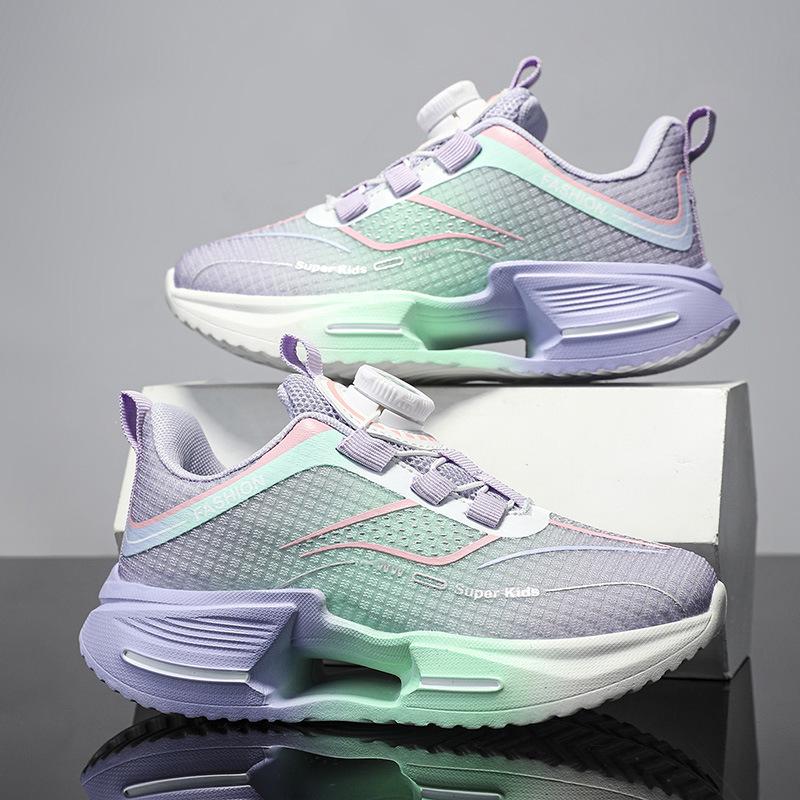 Zapatillas de Running Ligeras con Hebilla Giratoria para Niños - Antideslizantes, Cómodas, Transpirables, Zapatillas Deportivas de Exterior para Niños y Niñas