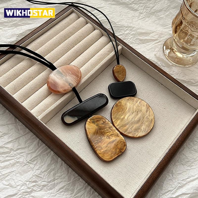 Bohemian Long Geometric Pendant Necklace for Women Sweater Chain Fashion Accessory