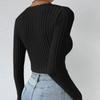 IHUASU Women's Fall Short Spice Deep V-Neck Slim Sexy Long Sleeve T-Shirt