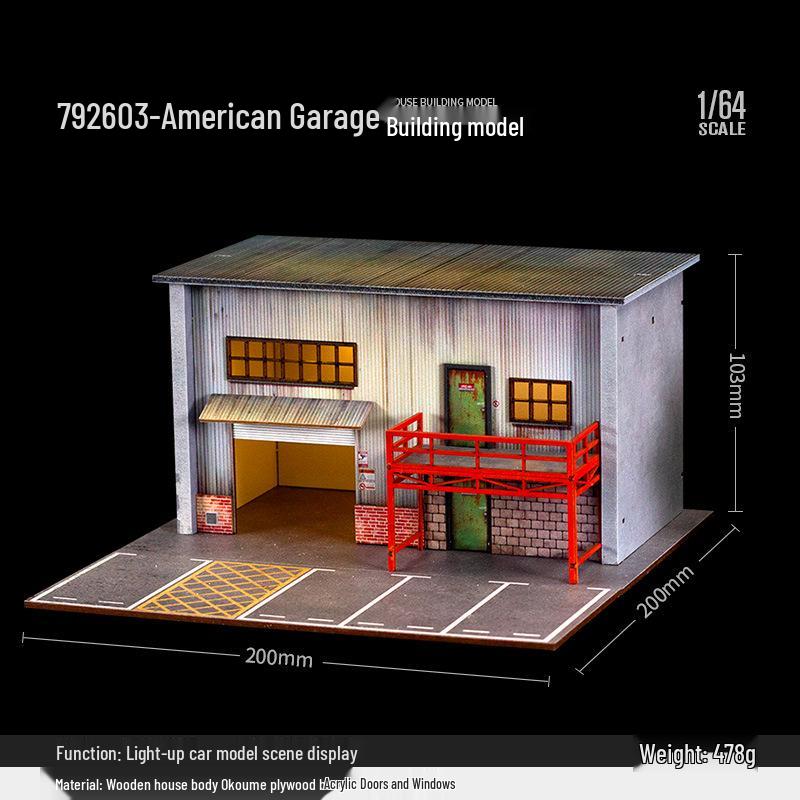

Каме Каку 1:64 Американский Гараж Парковка Сплав Модель Автомобиля Сцена Декор