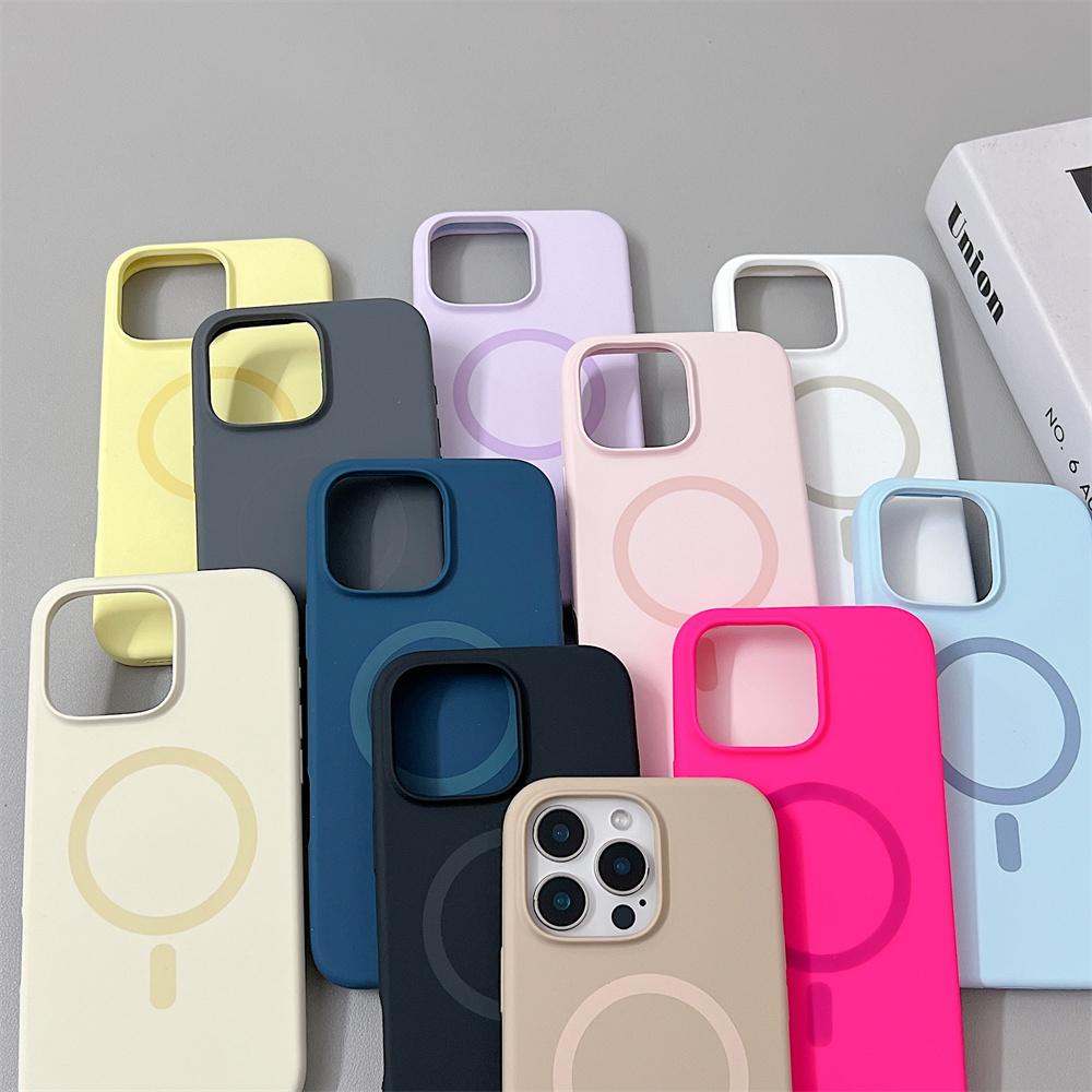 Official Same Original Liquid Silicone Phone Case for iPhone 16 15 14 13 12 Pro Max Magsafe Wireless Charging Magnetic Cover