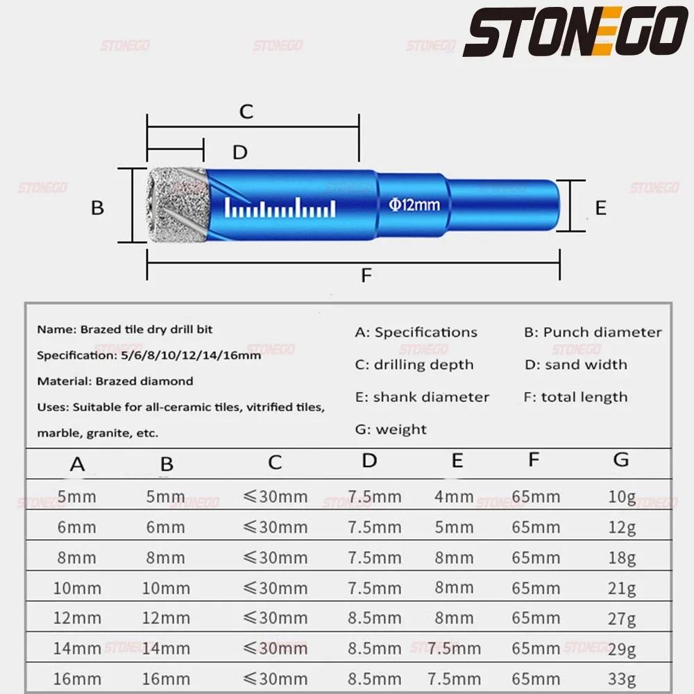 Diamond Drill Bits Set 5-16mm For Glass Porcelain Tiles Ceramic Granite Dry Drilling Tools