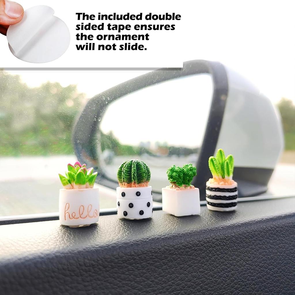 Cute Succulent Plant Car Ornaments for Dashboard, Flower Pots Rear View Mirror Accessories Center Screen Decoration, Dashboard Decor Car Accessories