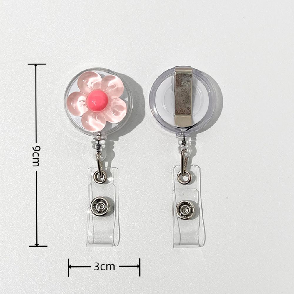 Cute Floral Badge Reel Retractable ID Card Badge Holder Clip Worker ID Card Pull Buckle  For Women