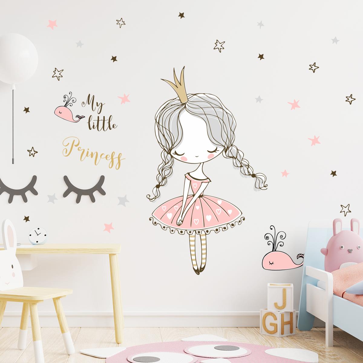 Cute Cartoon Little Princess Star Wall Stickers For Girls Bedroom Living Room Home Decoration Wall Decal