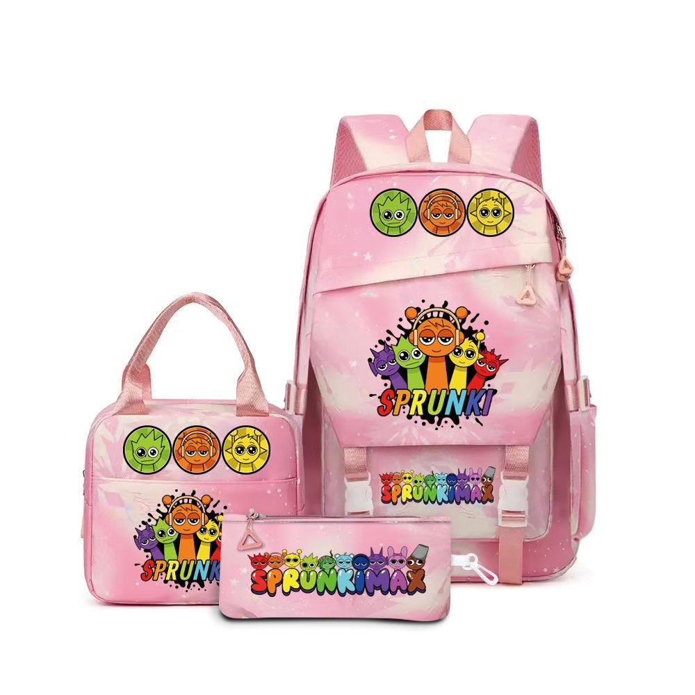 Popular Rhythm Box Sprunki Music Game School Bag Backpack Pencil Bag Three-piece Student Backpack D