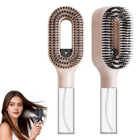 Brosse à Cheveux Vaporisatrice 2-en-1 avec Pulvérisateur d'Eau Intégré pour Cheveux Bouclés Ondulés Lisses Démêlage Cheveux Humides Secs Pratique pour le Voyage Peigne Anti-Frisottis