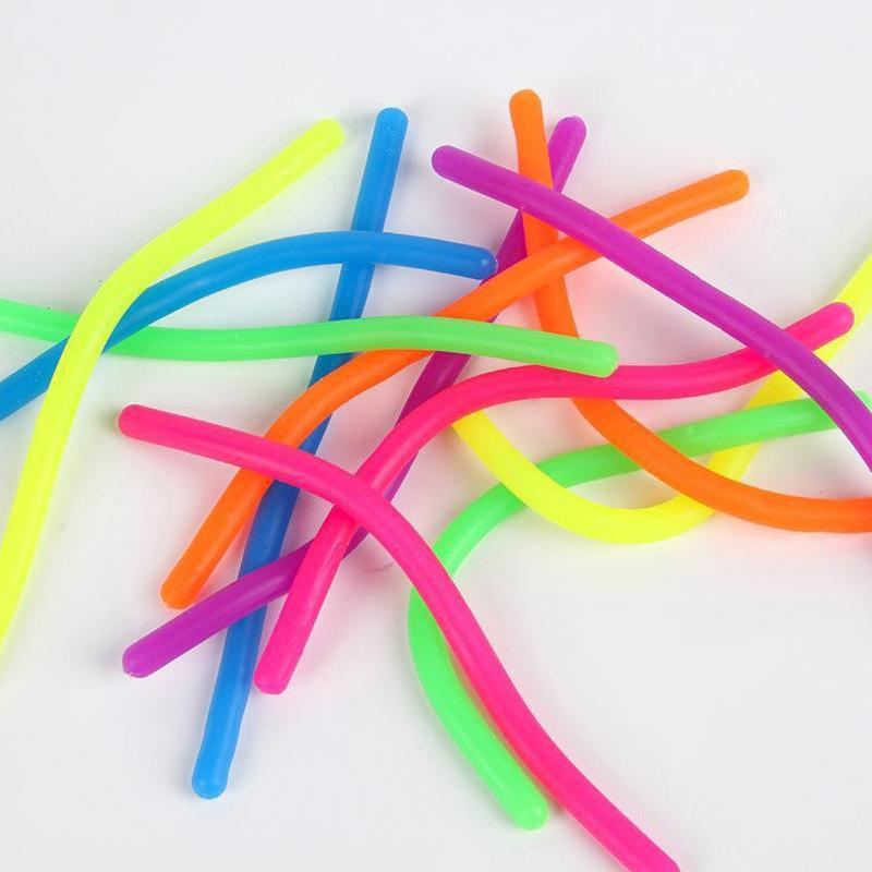 10Pcs Stretchy Noodles Fidgeting Plaything Kids Party Favors Carnival Prizes Stuffed Bulk Juguetes Baratos Para Niños Novedosos