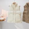 Down Vest for Women Winter Large Pockets High Collar Windproof Warmth Sleeveless Tops Vest Oversize Thickened Casual Vest