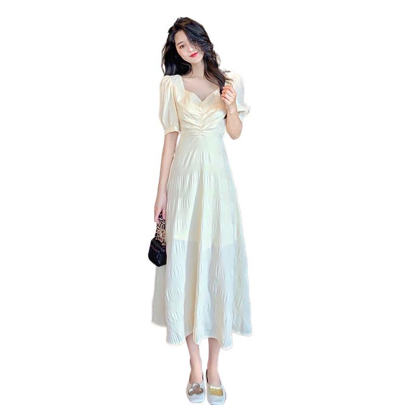 Yuli Cloth French Campanula Petite Puff Sleeve Backless Summer Dress for Women