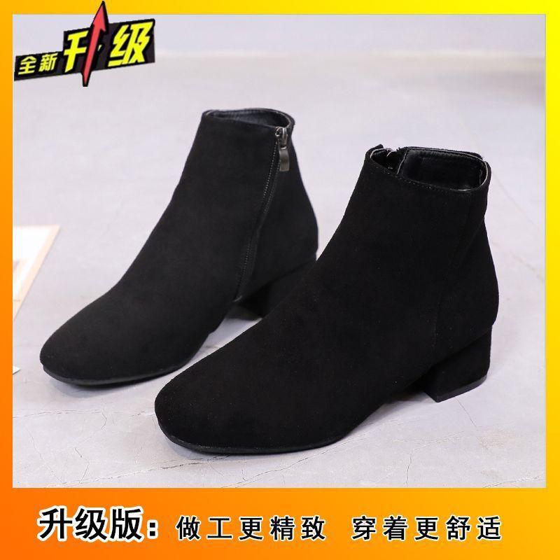 Coarse heel Martin boots for women's British style medium heel non-slip student versatile square head boots 2025 autumn and winter new short boots f