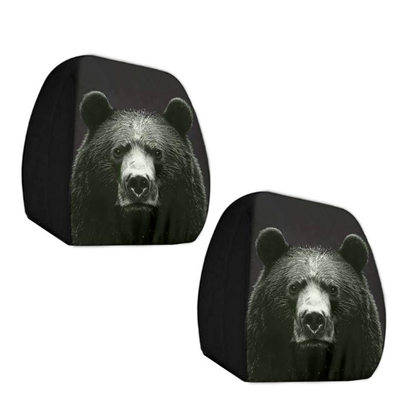 Pair Polyester Car Headrest Covers Bear/ Designs Headrest Covers for Comfortable Neck Support & Stylish Interior