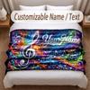 Music General Theme Soft Blanket Personalized Custom Name Text Print Warm Blanket Home Sofa Bedroom Decor