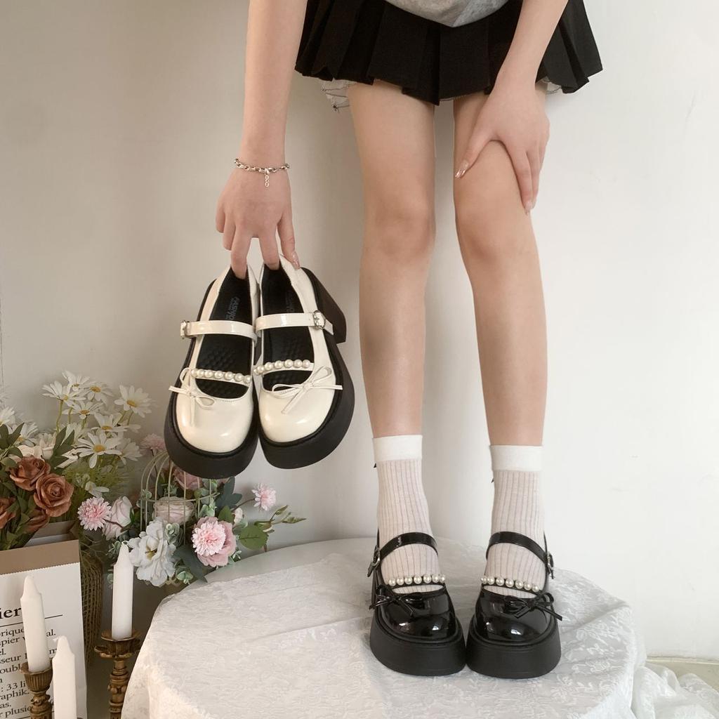 Big Head French British Retro Versatile Mary Jane Small Leather Shoes Thin 2025 Summer Heightening Platform College