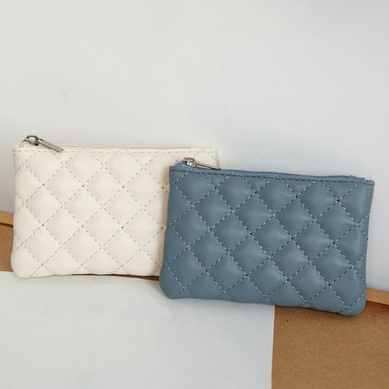 Dámská Peněženka na mince Jednobarevná Umělá kůže Kosočtverec Textura Zip Zapínání Dlouhý Tvar Velkokapacitní Přenosné Lehké Pevné šití