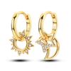 New 925 Sterling Silver Star Moon Earrings for Women Sparkling Zircon Ear Studs Luxury Romantic Fine Jewelry Gift for Girl