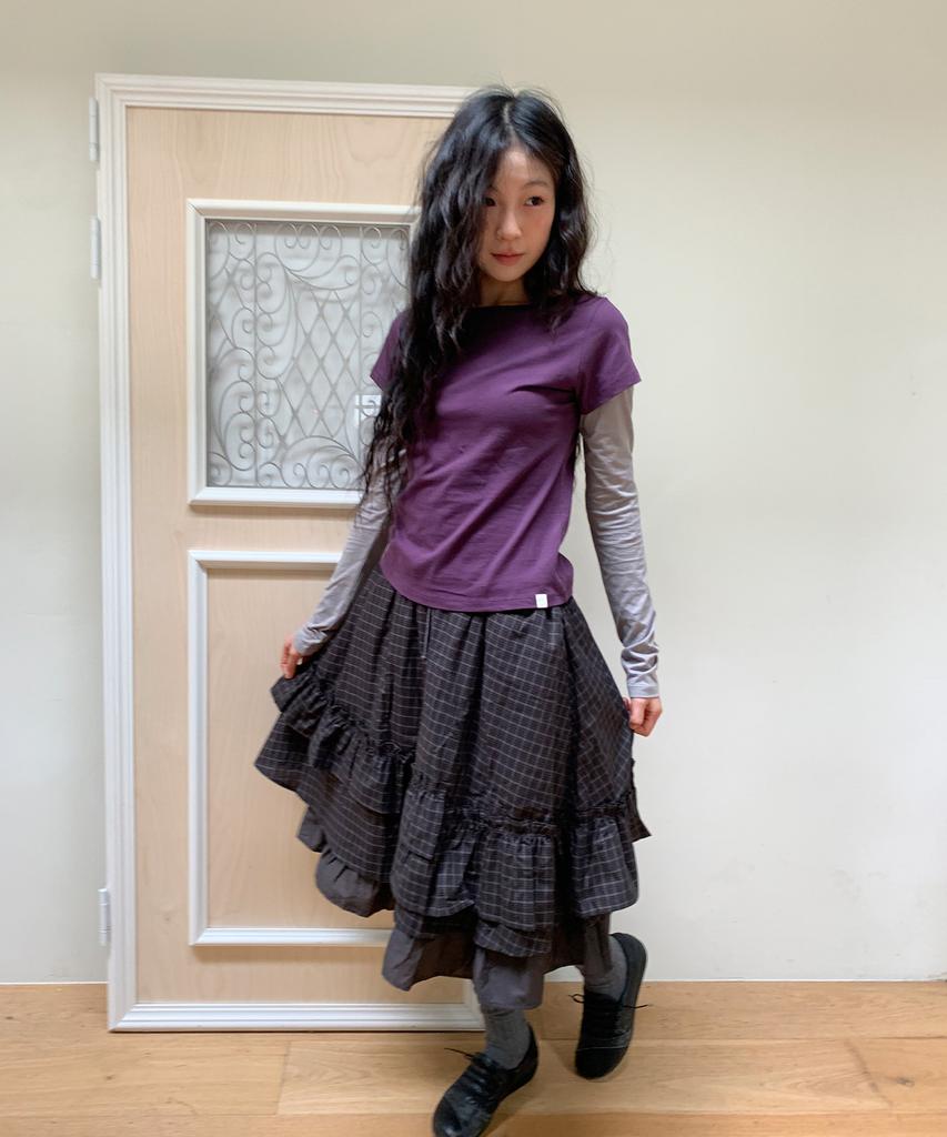 OHESHIO Floral Label Layered T-Shirt, Purple