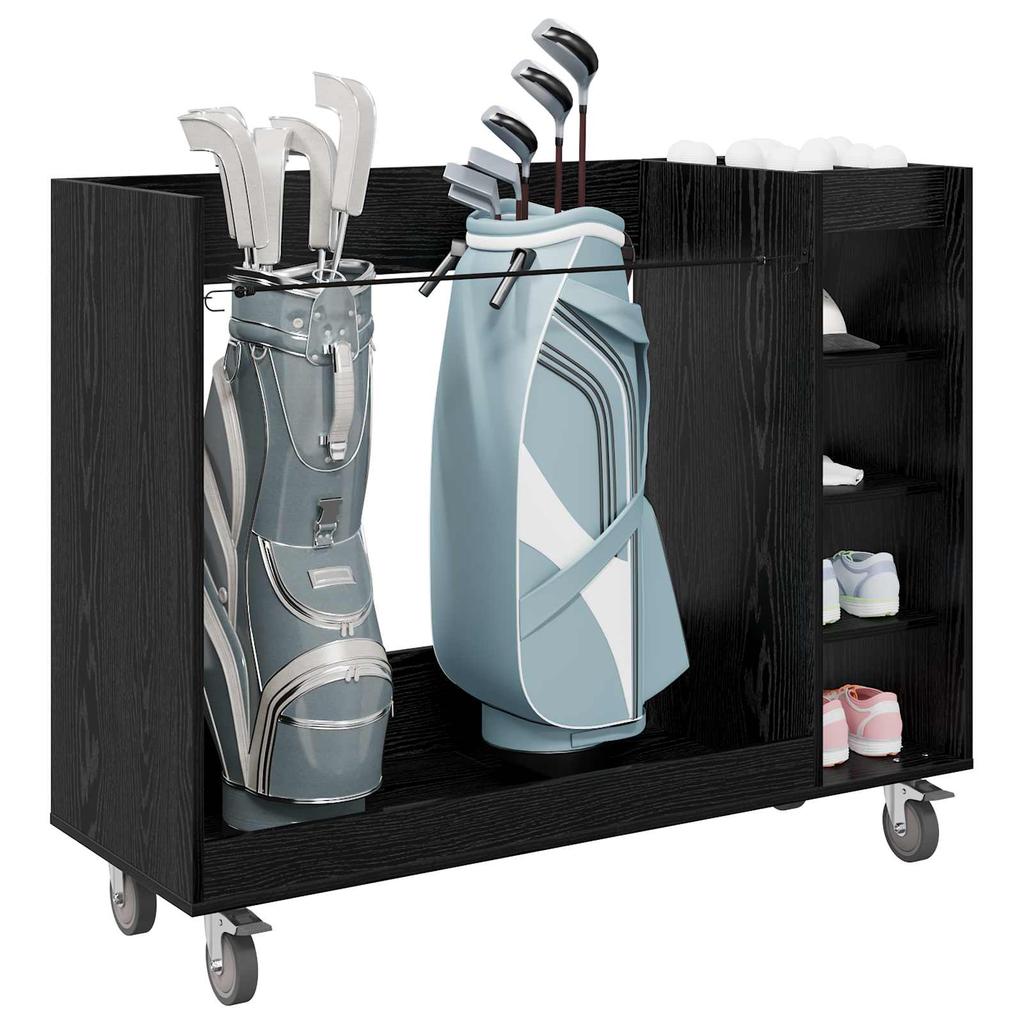 Golf Cabinet with Wheels Universal Black Oak Effect 120 x 45 x 98 cm