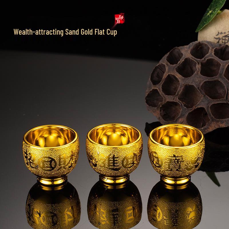Gouden Serie Plastic Fruitschaal & Offer Set: Keramieklook met Offerbord, Kopje, Kom, Wijnkan, Theepot en Eetstokjes.