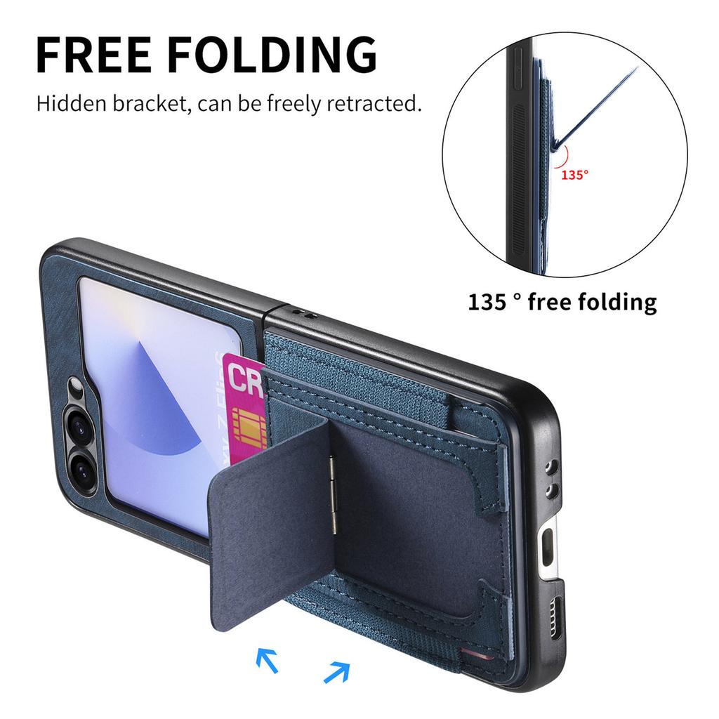 For Samsung Galaxy Z Flip7 FE 5G/Z Flip6 5G Case Kickstand Retro Leather Back Cover with Card Holder