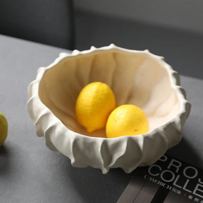 Ceramic Fruit Plate Ornament Geometric Pleated Desktop Storage Container Tray Abstract Fruit Bowl Home Decoration Accessories