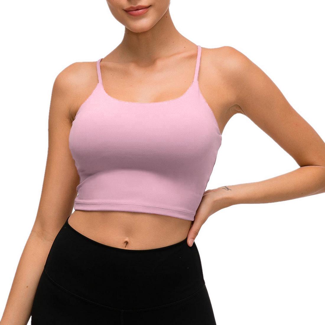 

Женский спортивный бюстгальтер с подкладкой, фитнес-тренировка, жилет для йоги, женское нижнее белье для йоги, женские бюстгальтеры для фитнеса, топ L розовый