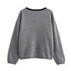 2024 Autumn Women's European & American Style 3D Bow Color Block Round Neck Knit Sweater