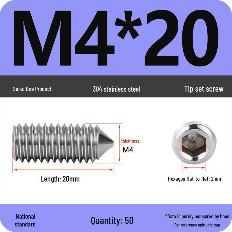304 Stainless Steel Internal Hex Set Screw | Headless Grub Screw M2-M16